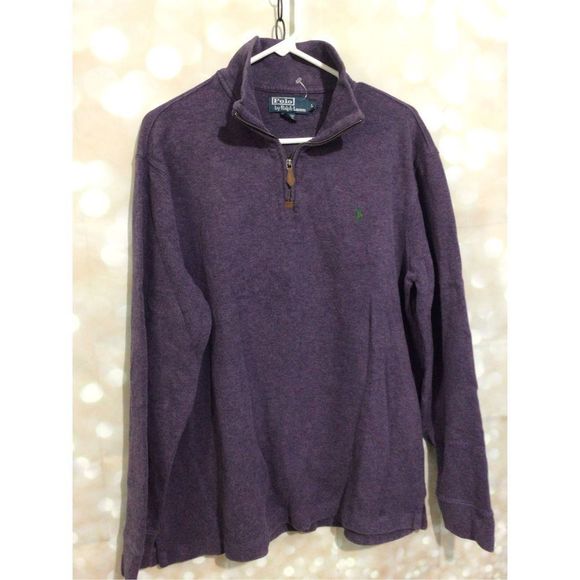 Polo Ralph Lauren 1/4 Zip Purple Shirt Men’s Size Large - Picture 10 of 12